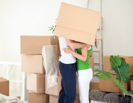 Packed boxes and household items prepared for a Footscray removals service