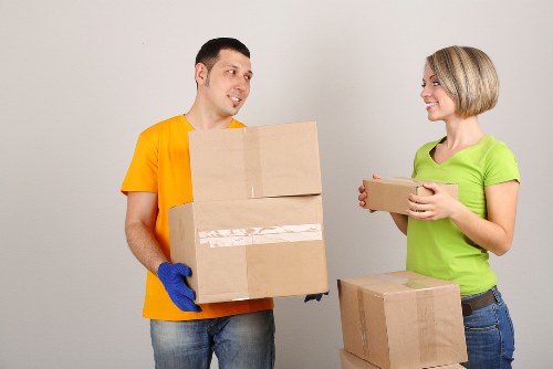 Packed boxes and furniture prepared for a local house move